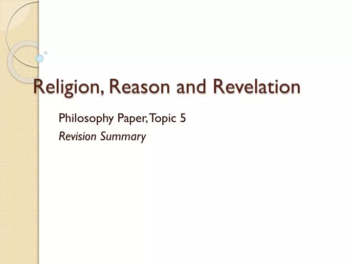religion reason and revelation