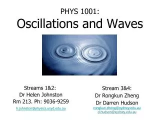 PHYS 1001: Oscillations and Waves