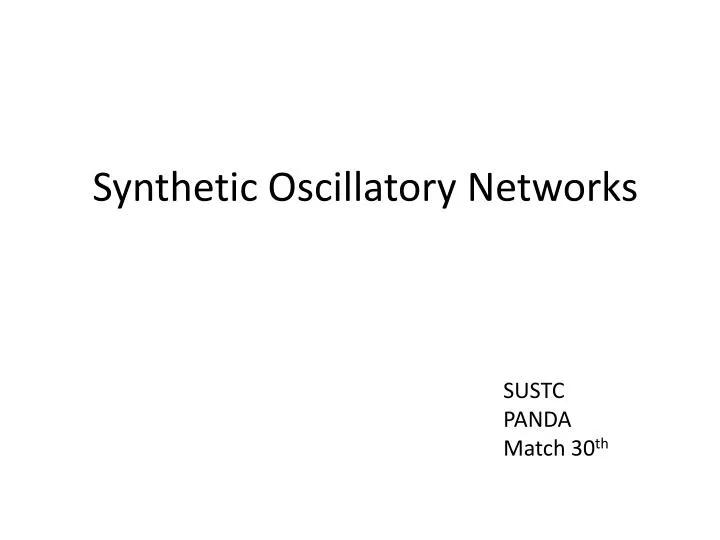 synthetic o scillatory networks