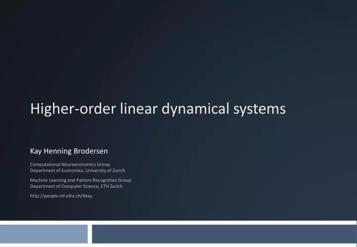higher order linear dynamical systems