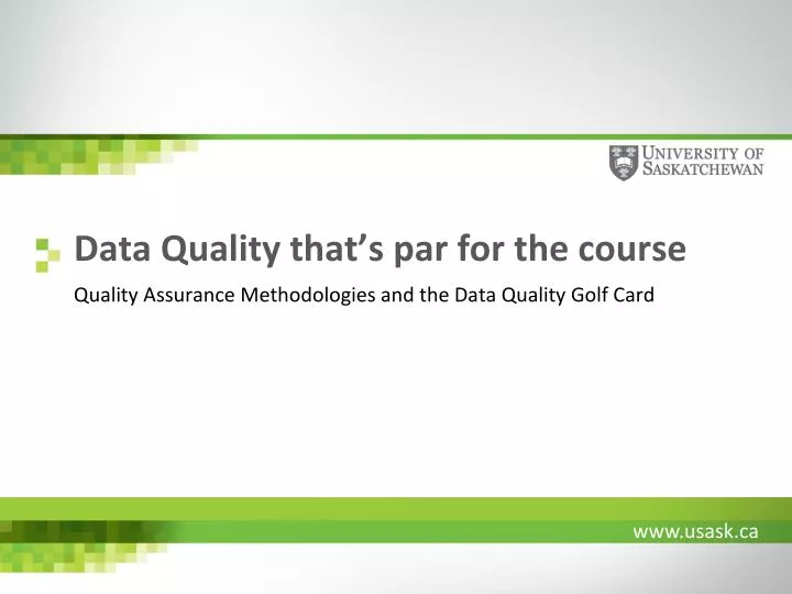 data quality that s par for the course