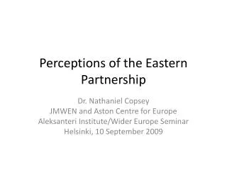 Perceptions of the Eastern Partnership