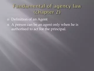 Fundamental of agency law (chapter-2)