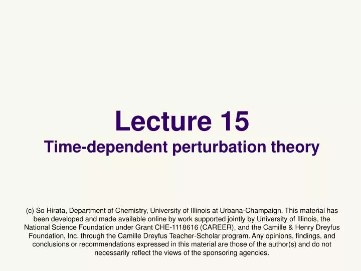 lecture 15 time dependent perturbation theory