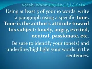 Vocab. Warm-up, List 13 1/15/14