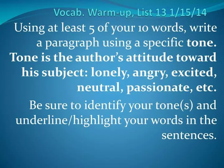 vocab warm up list 13 1 15 14