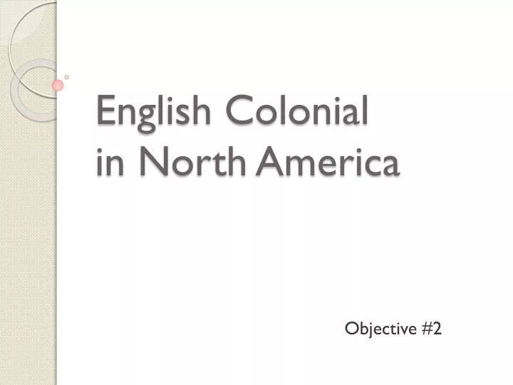 english colonial in north america