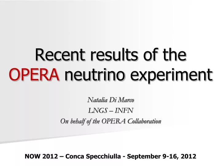 recent results of the opera neutrino experiment
