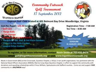 Community Outreach Golf Tournament 17 September 2012