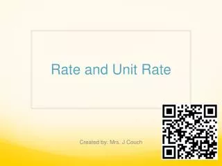 Rate and Unit Rate