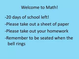 Welcome to Math!