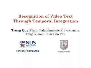 Recognition of Video Text Through Temporal Integration