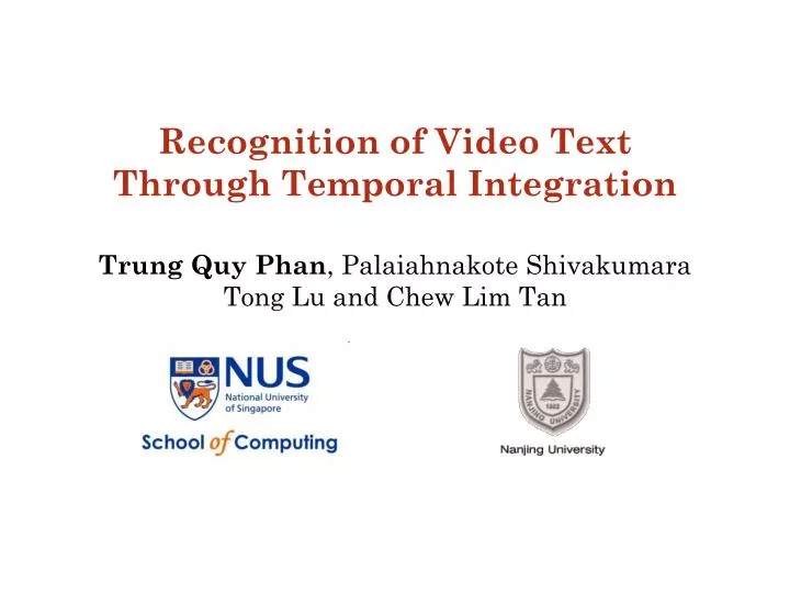 recognition of video text through temporal integration