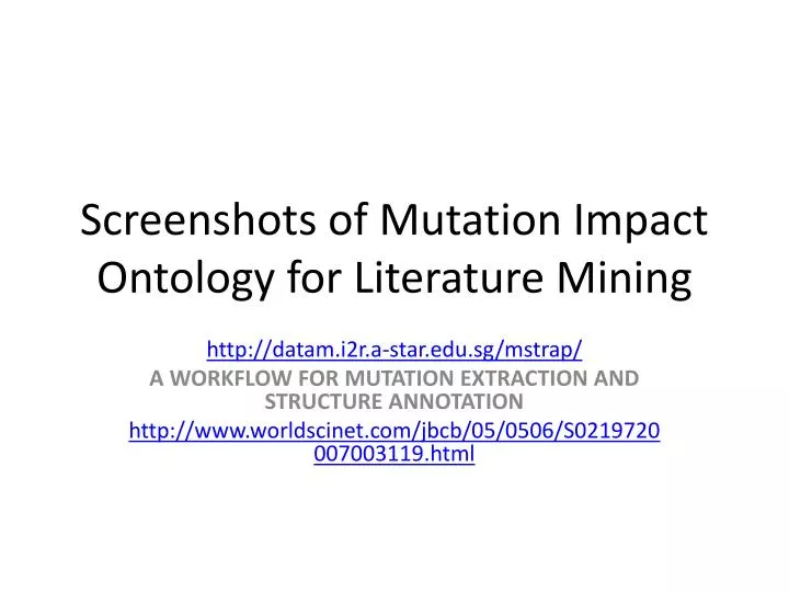 screenshots of mutation impact ontology for literature mining