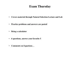 Exam Thursday
