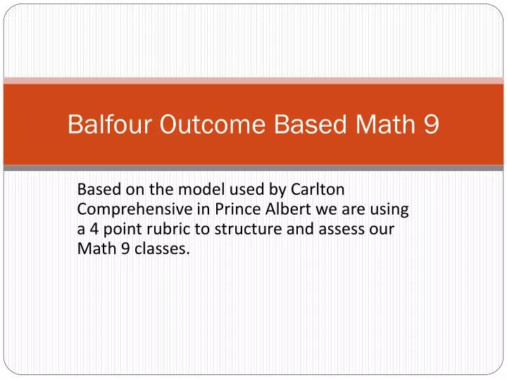 balfour outcome based math 9