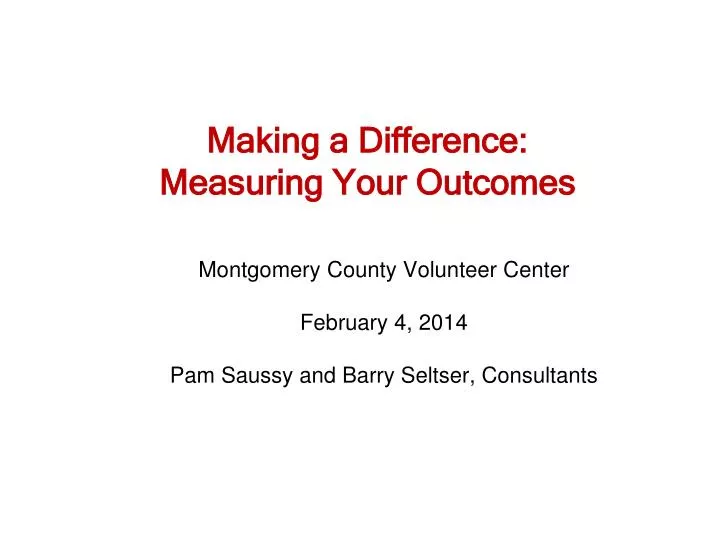 making a difference measuring your outcomes