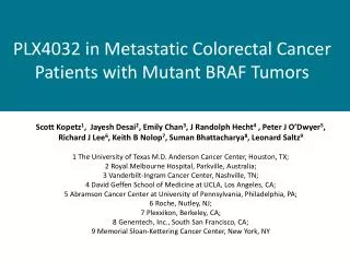 PLX4032 in Metastatic Colorectal Cancer Patients with Mutant BRAF Tumors