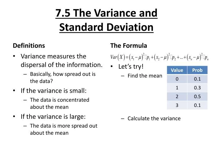 7 5 the variance and standard deviation