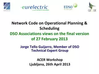 Jorge Tello Guijarro, Member of DSO Technical Expert Group ACER Workshop