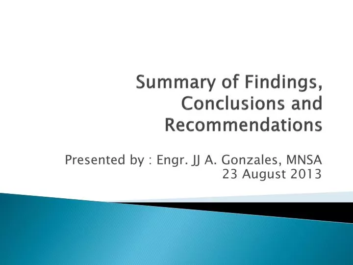summary of findings conclusions and recommendations