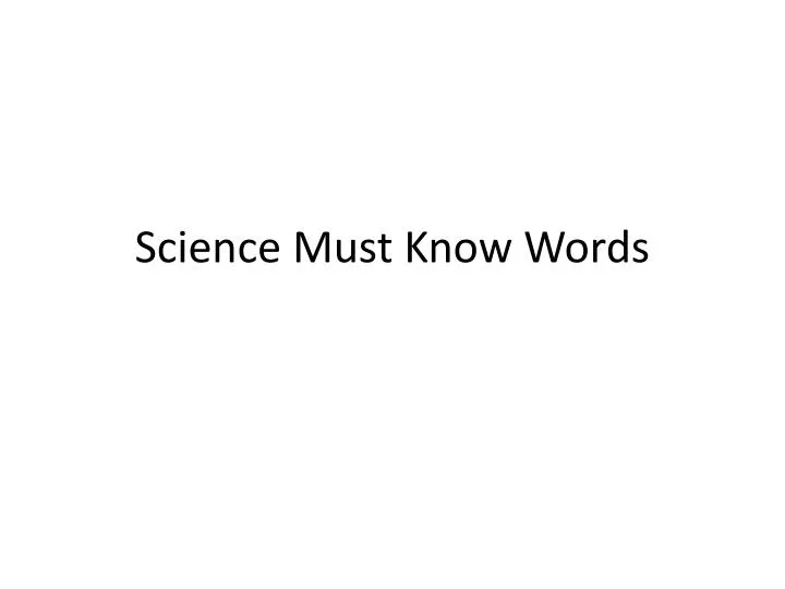 science must know words