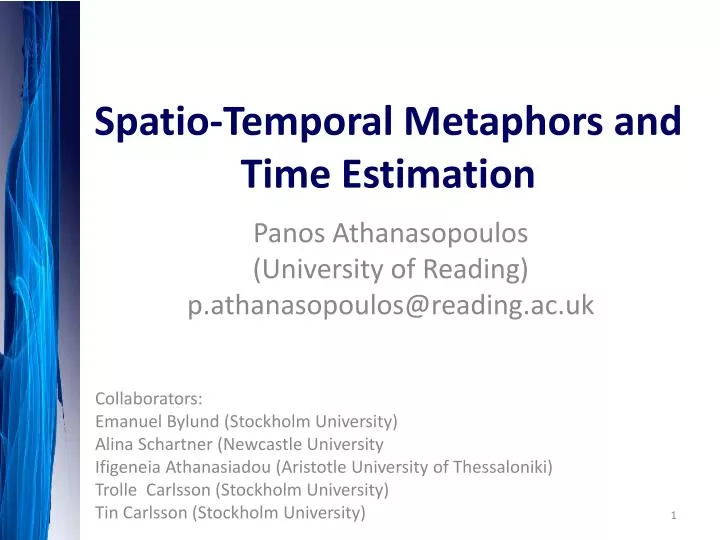 spatio temporal metaphors and time estimation