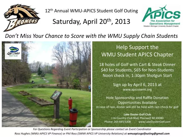 12 th annual wmu apics student golf outing