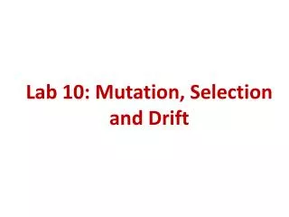 Lab 10: Mutation, Selection and Drift