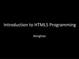 Introduction to HTML5 Programming