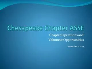 Chesapeake Chapter ASSE