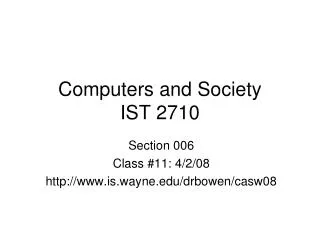 Computers and Society IST 2710