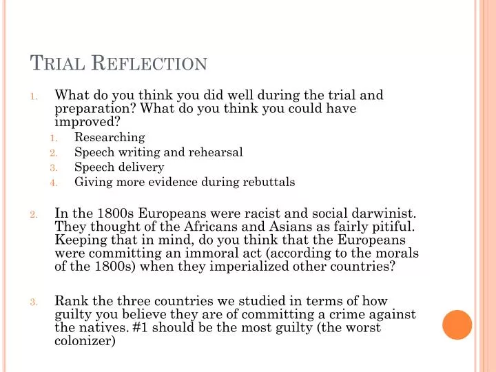 trial reflection