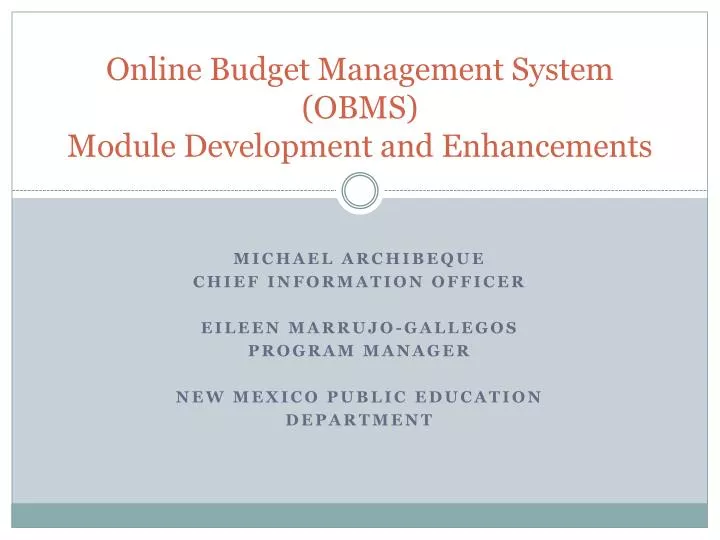 online budget management system obms module development and enhancements