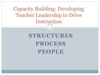 Capacity Building: Developing Teacher Leadership to Drive Instruction