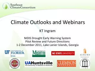 Climate Outlooks and Webinars