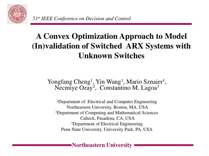 a convex optimization approach to model in validation of switched arx systems with unknown switches