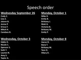 Speech order
