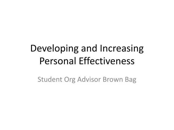developing and increasing personal effectiveness