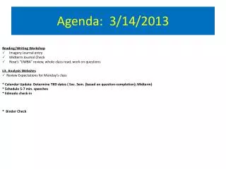 Agenda : 3/14/2013