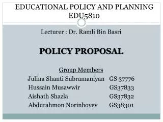 EDUCATIONAL POLICY AND PLANNING EDU5810
