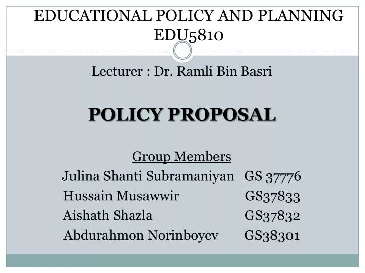 educational policy and planning edu5810