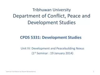 Tribhuwan University Department of Conflict, Peace and Development Studies
