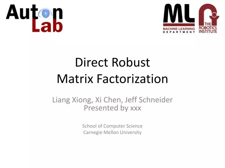 direct robust matrix factorization