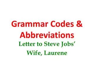 Grammar Codes &amp; Abbreviations