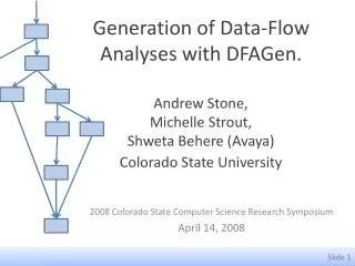 Generation of Data-Flow Analyses with DFAGen .