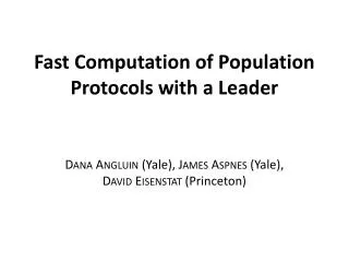 Fast Computation of Population Protocols with a Leader