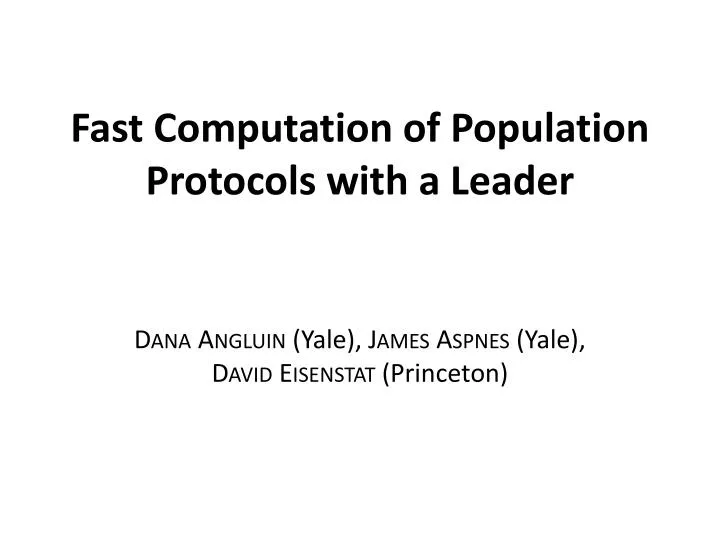 fast computation of population protocols with a leader