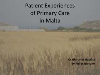 Patient Experiences of Primary Care in Malta