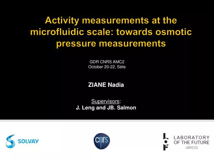 activity measurements at the microfluidic scale towards osmotic pressure measurements